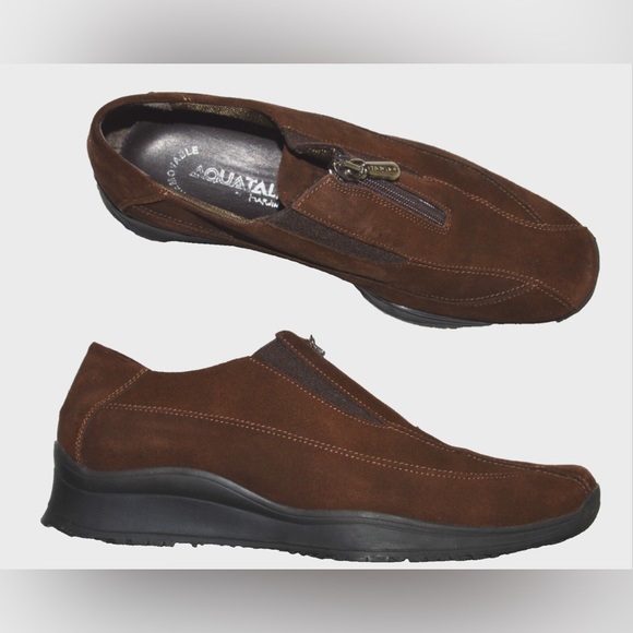 AQUATALIA MARVIN K SZ 7.5 M BROWN SUEDE PLATFORM LOAFERS SHOES - Picture 1 of 6